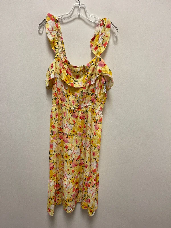 Dress Casual Midi By Clothes Mentor In Yellow, Size: Xl