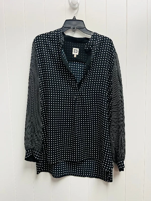 Top Long Sleeve By Anne Klein In Black & White, Size: Xl