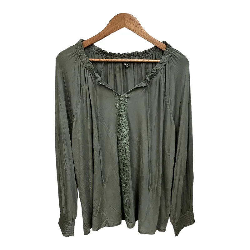 Top Long Sleeve By Cable And Gauge In Green, Size: 1x