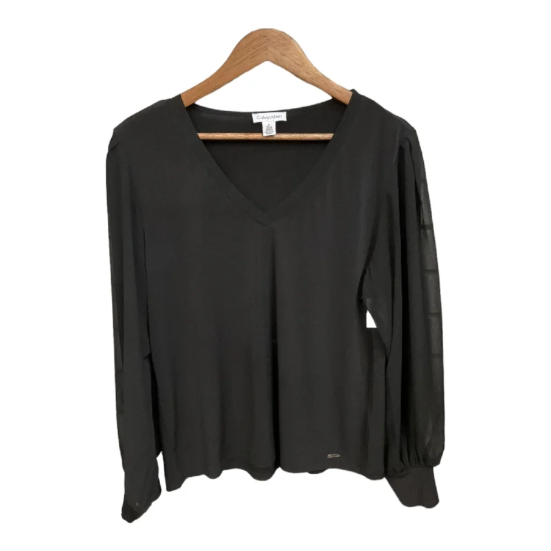 Top Long Sleeve By Calvin Klein In Black, Size: M