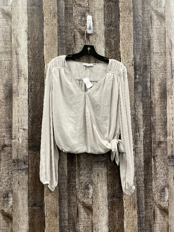 Top Long Sleeve By Cme In Tan, Size: L