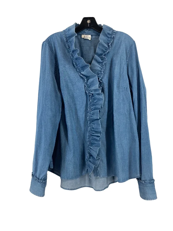 Top Long Sleeve By Crown And Ivy In Blue Denim, Size: 2x