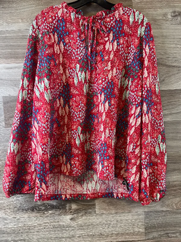 Top Long Sleeve By Loft In Green & Red, Size: Xl