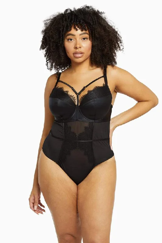 Lia Padded Bust Strap Mesh Bodysuit