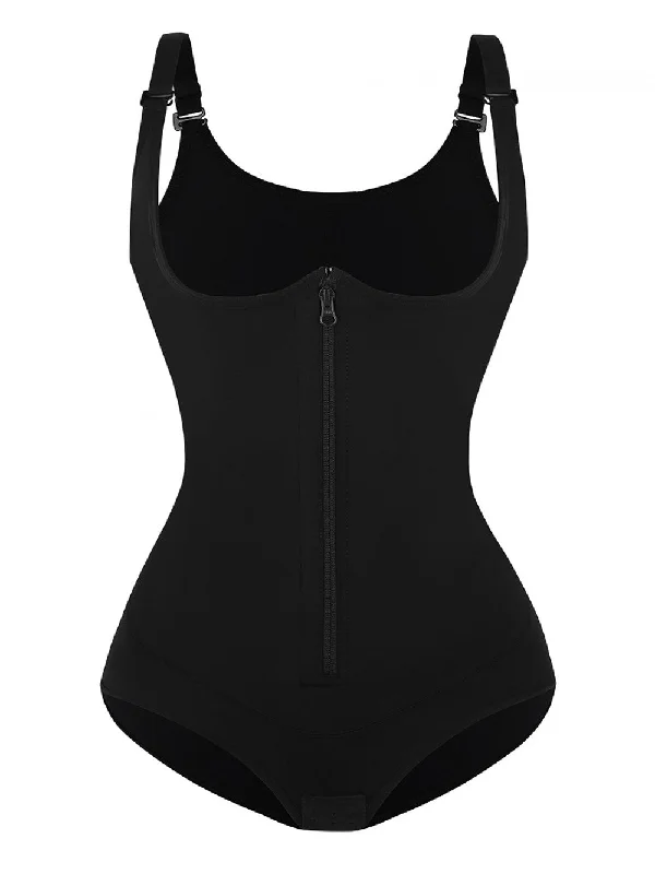 Shaping Zip Up Bodysuit - Black