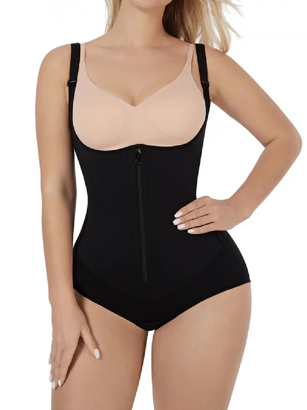 Shaping Zip Up Bodysuit - Black