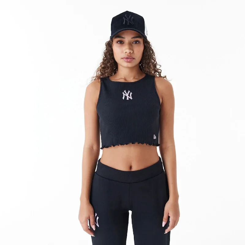 New York Yankees MLB Lifestyle Black Womens Crop Tank Top