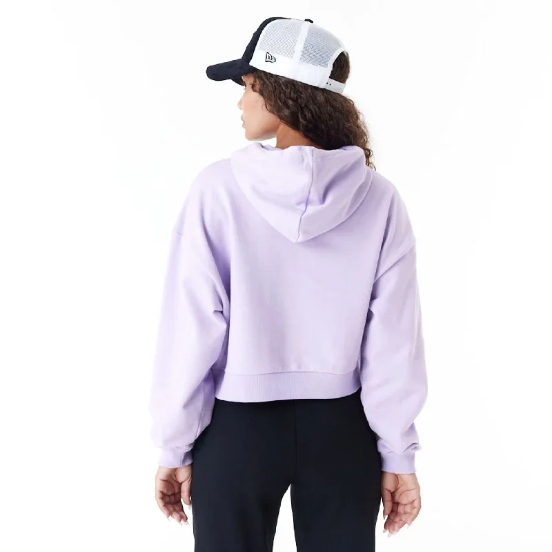 New York Yankees MLB Lifestyle Purple Womens Crop Pullover Hoodie