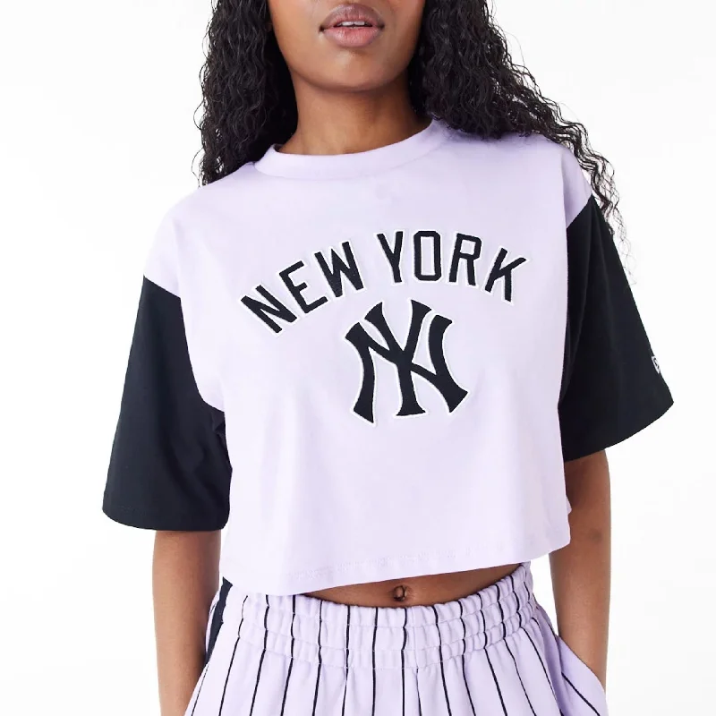 New York Yankees MLB Lifestyle Purple Womens Crop T-Shirt