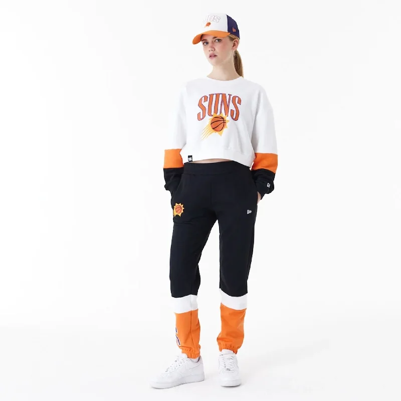 Phoenix Suns Womens NBA Colour Block White Crop Crew Neck Sweatshirt