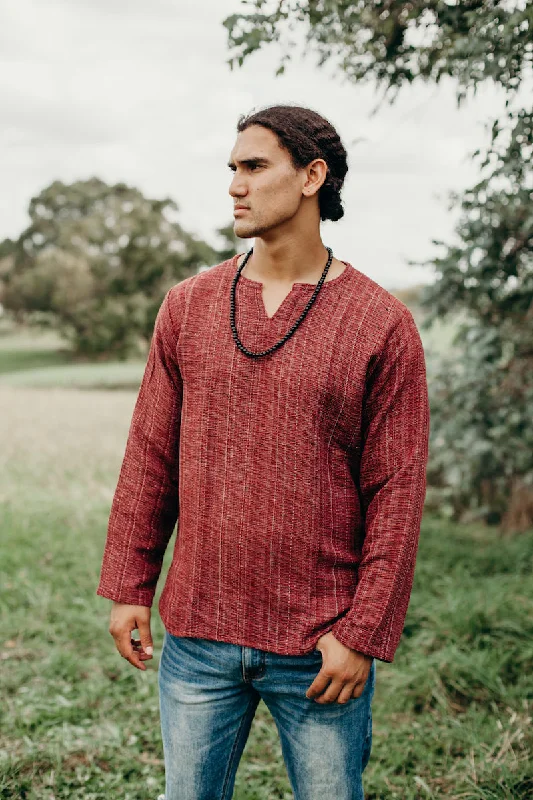 Long Sleeve Hand Woven Cotton Shirt