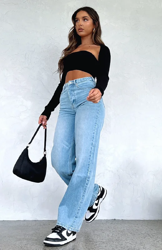 One Call Away High Rise Straight Leg Jeans Vintage Mid Blue