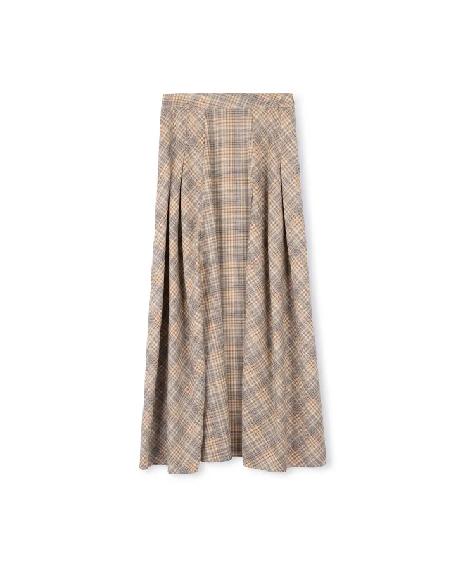 Plaid Fabric Midi Skirt