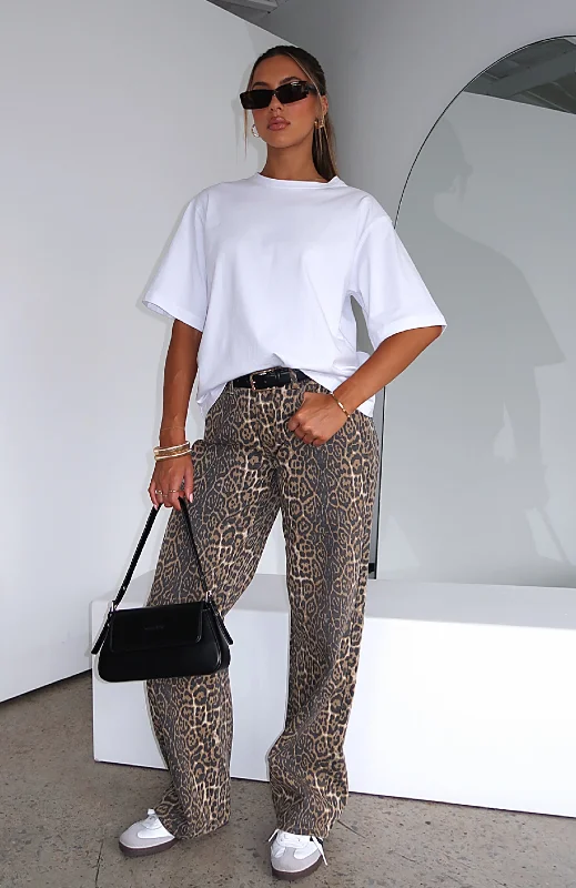 Stella Low Rise Wide Leg Jeans Leopard