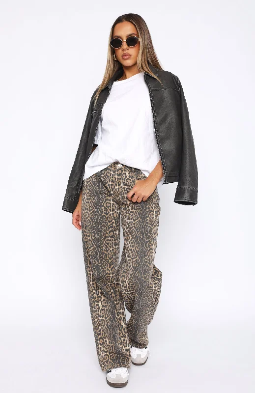 Stella Low Rise Wide Leg Jeans Leopard