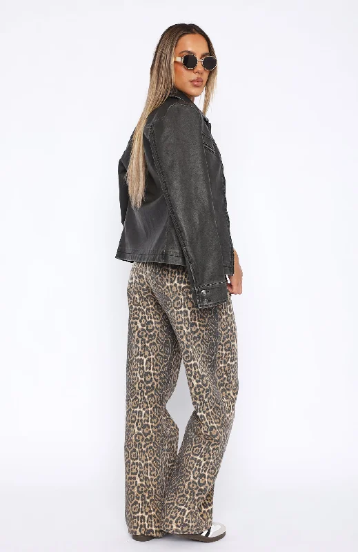 Stella Low Rise Wide Leg Jeans Leopard