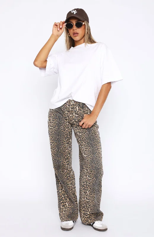 Stella Low Rise Wide Leg Jeans Leopard