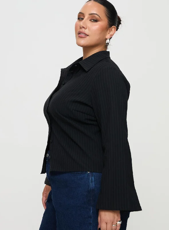 Anni Pinstripe Shirt Black Curve