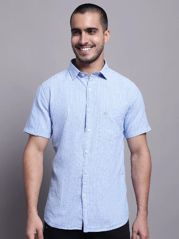 Cantabil Men Sky Blue Casual Shirt