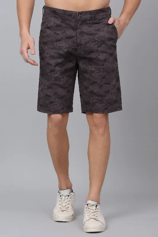 Cantabil Men's Grey Camouflage Printed Bermuda