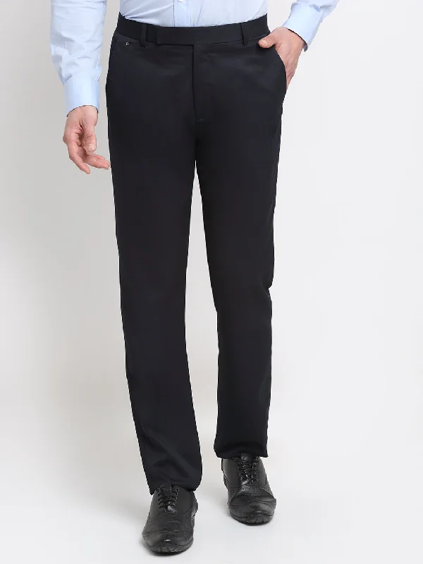 Cantabil Men's Navy Slim Fit Trousers