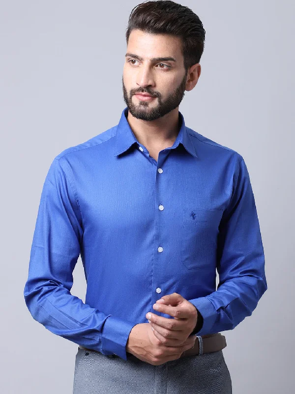 Cantabil Men's Royal Blue Formal Shirt