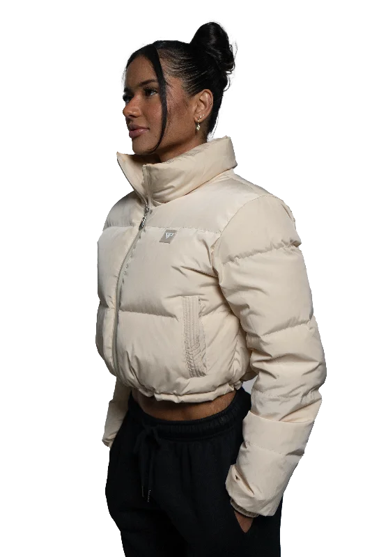 Horizon Cropped Puffer Jacket - Beige