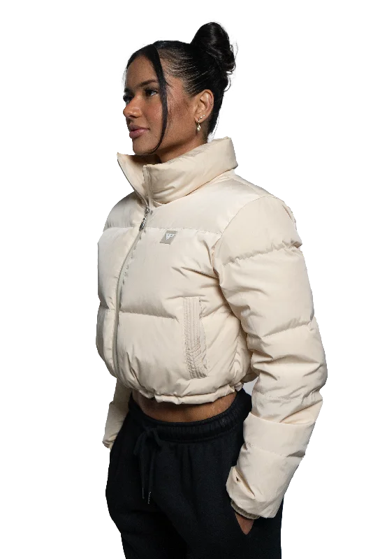 Horizon Cropped Puffer Jacket - Beige