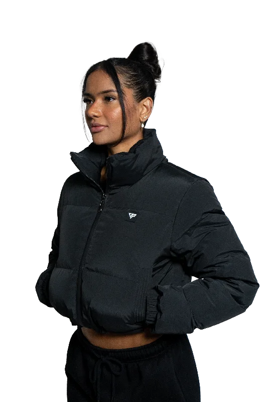 Horizon Cropped Puffer Jacket - Black