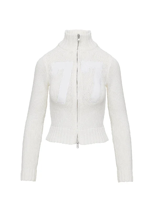 Nylah Zip Up Knit Jacket White