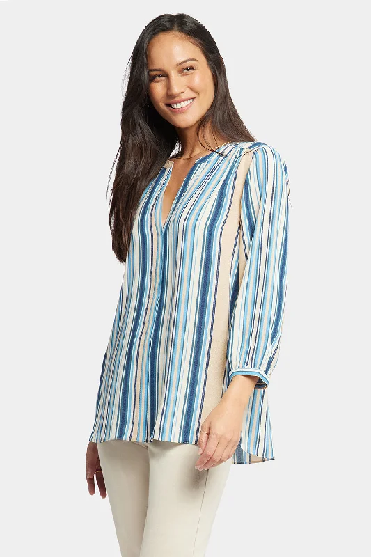 Pintuck Blouse - Hilltop Stripe