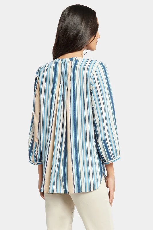 Pintuck Blouse - Hilltop Stripe