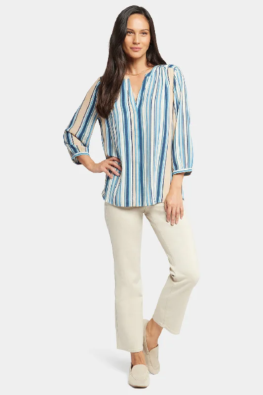 Pintuck Blouse - Hilltop Stripe