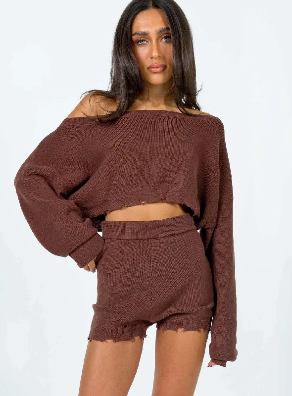 Hazel Knit Shorts Brown