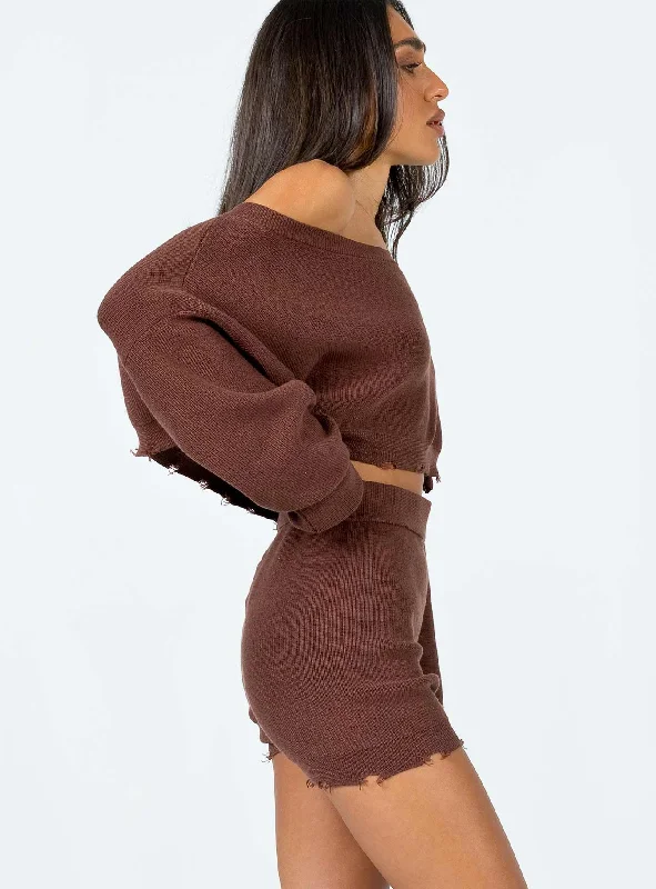 Hazel Knit Shorts Brown