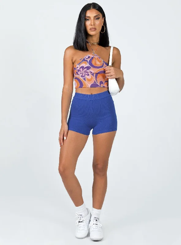 Seylena Knit Shorts Blue