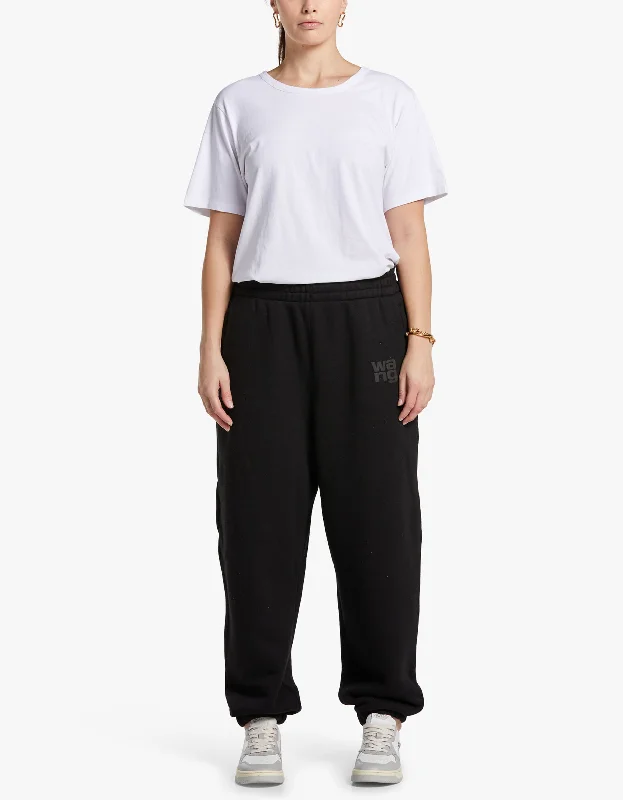 Essential Terry Classic Sweatpant W/ Puff Paint Logo - Black