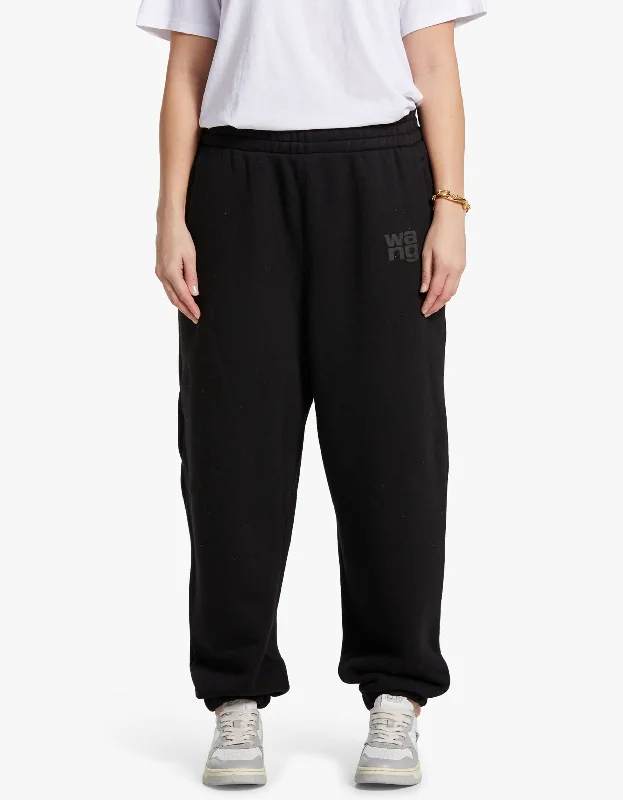 Essential Terry Classic Sweatpant W/ Puff Paint Logo - Black