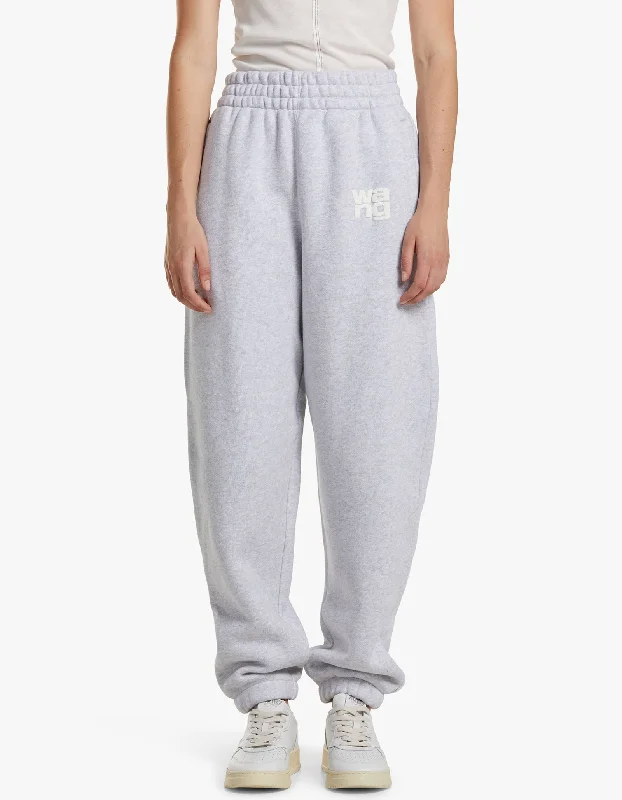 Essential Terry Classic Sweatpant W/ Puff Paint Logo - Light Heather Grey