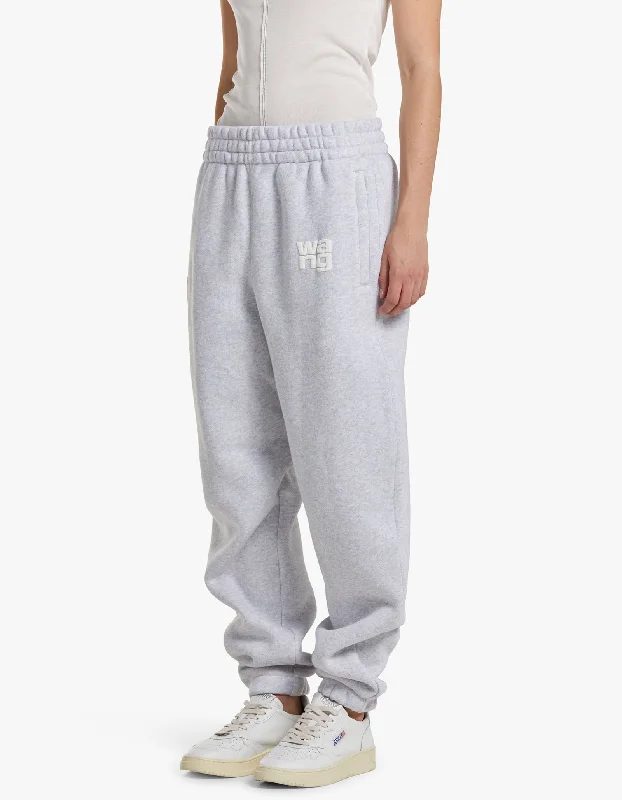 Essential Terry Classic Sweatpant W/ Puff Paint Logo - Light Heather Grey