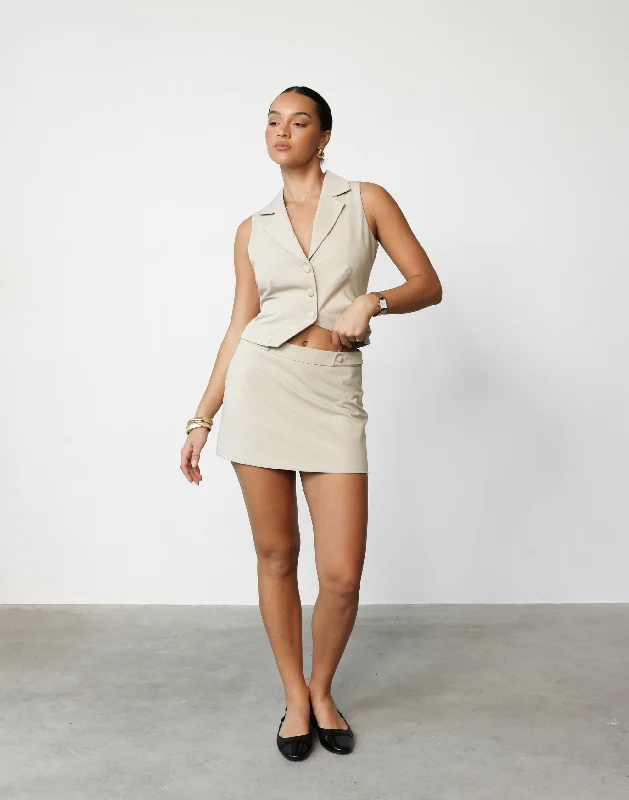 Coralie Mini Skirt (Beige)