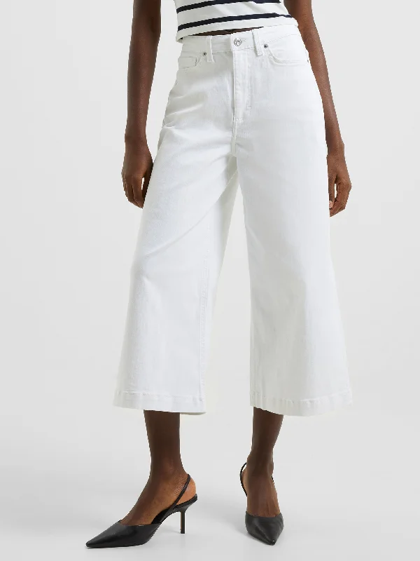 Denim Stretch White Culottes 24 Inch