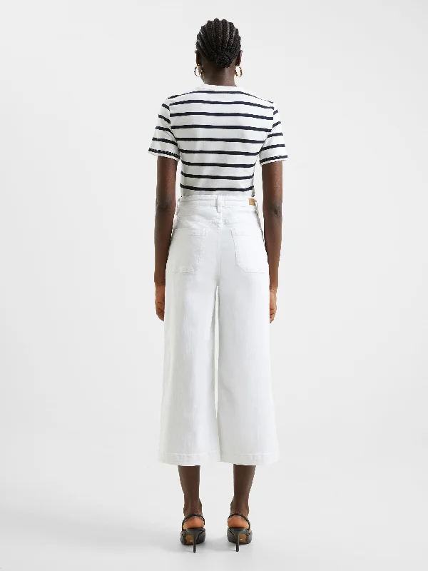 Denim Stretch White Culottes 24 Inch