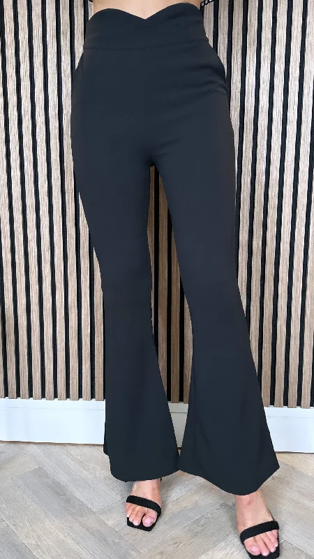 Julia Black Flared Trousers