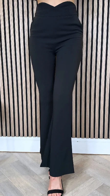 Julia Black Flared Trousers