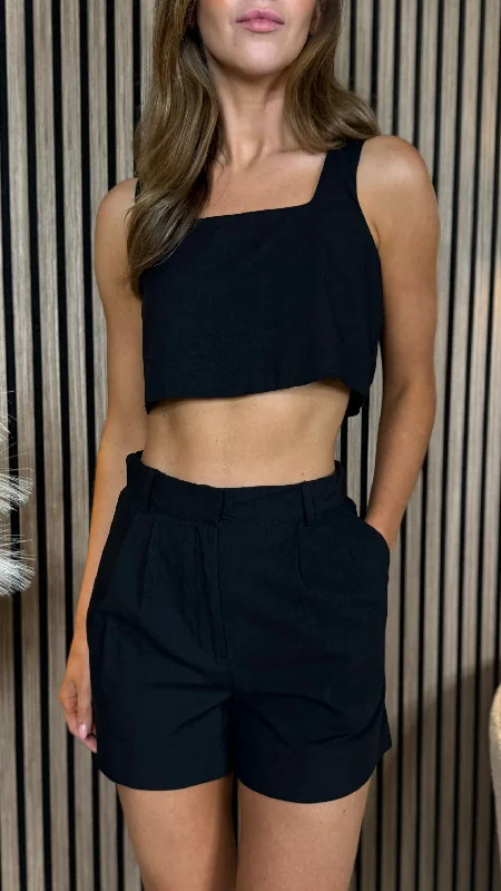 Laurie Black Shorts & Crop Top Co Ord