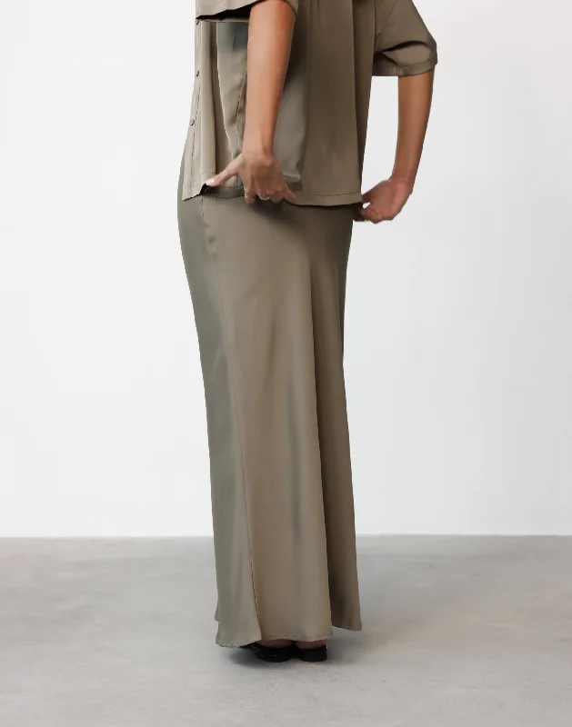 Morena Maxi Skirt (Dusty Olive)