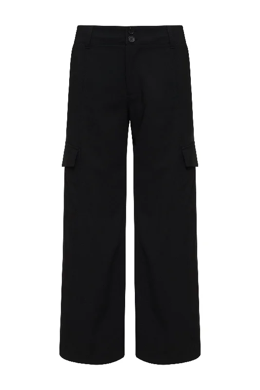 Rebel Wide Leg Standard Rise Crop Pant Black