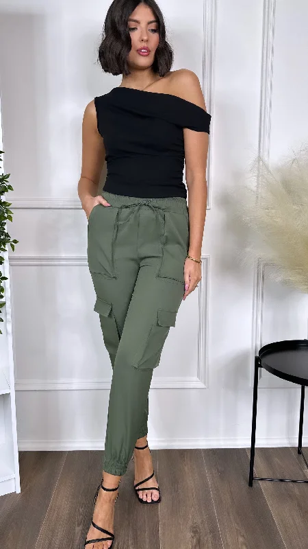 Susie Khaki Straight Leg Cargo Trousers