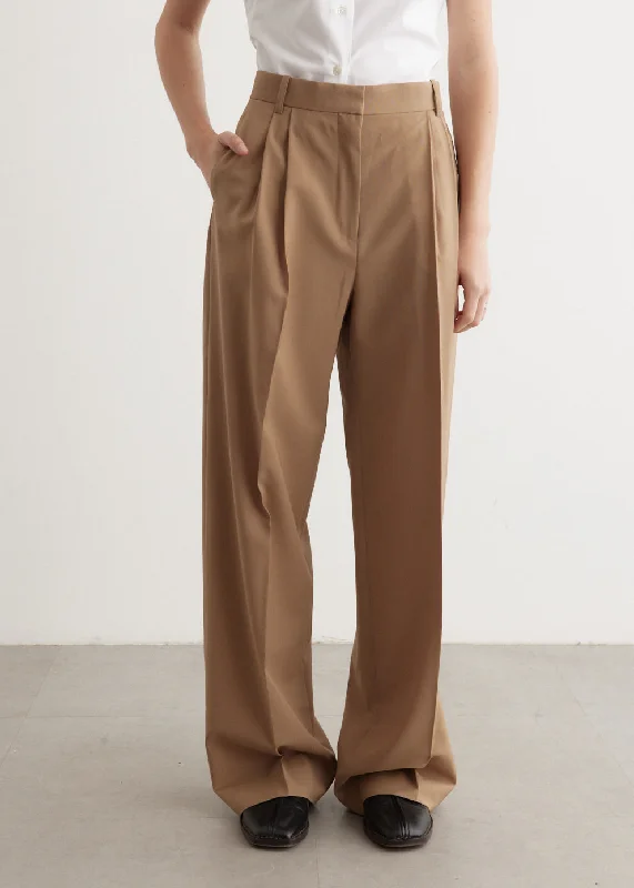 Wide Leg Pleated Trousers